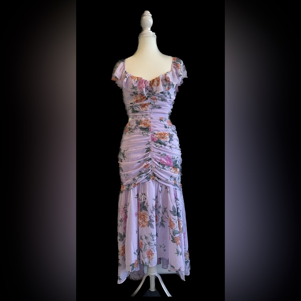 Astr Devereaux Midi Dress in Purple Floral Size S small. (Fits size 2-4).